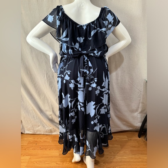 Lane Bryant 4 way navy blue floral dress off shoulder sleeveless - Picture 11 of 16